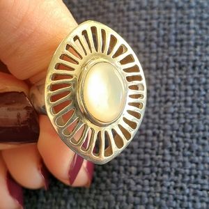 Sterling Silver Mother of Pearl Ring Size 8